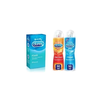 Durex Klasik Prezervatif 12'li+Durex Play Hisset 50 ml+Çilekli 50 ml