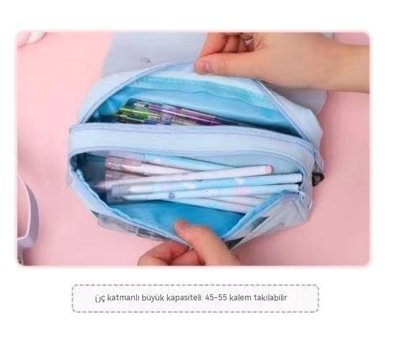 Happyplanet Mor Bölmeli Çift Gözlü Cüzdan Kalemlik