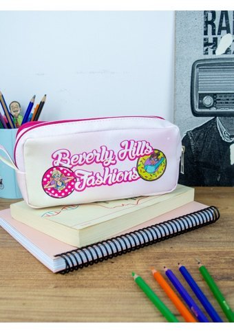 Onesize Beyaz-Pembe Bölmeli Çift Gözlü Cüzdan Kalemlik