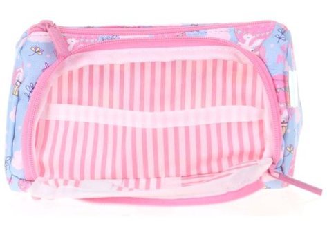Kaukko Nature Plump Mavi-Pembe Bölmeli Çift Gözlü Cüzdan Kalemlik