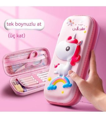 Haiyaao Pembe Bölmeli Çift Gözlü Kalemlik