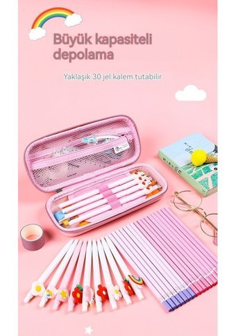 Haiyaao Pembe Bölmeli Çift Gözlü Kalemlik