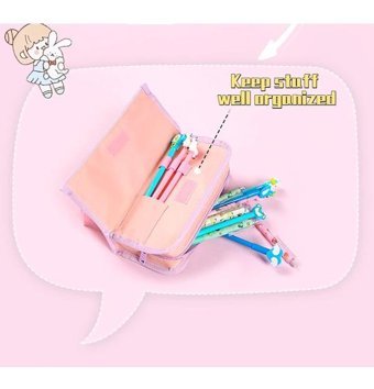 Heamor Kawaii Pembe Bölmeli 3 Gözlü Cüzdan Kalemlik