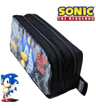 Sonic Mavi Bölmeli Çift Gözlü Cüzdan Kalemlik