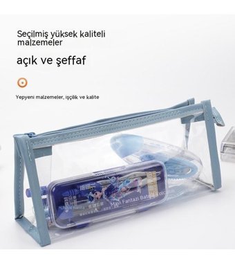Summer Love Mavi Şeffaf Tek Gözlü Cüzdan Kalemlik