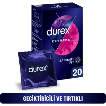 Durex Extreme Standart Fit Geciktiricili Tırtıklı Prezervatif 20'li