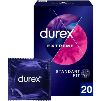 Durex Extreme Standart Fit Geciktiricili Tırtıklı Prezervatif 20'li