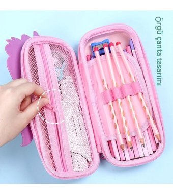 Haiyaao Unicorn Pembe Bölmeli Çift Gözlü Kalemlik