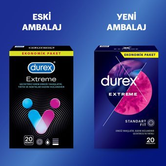 Durex Extreme Standart Fit Geciktiricili Tırtıklı Prezervatif 20'li