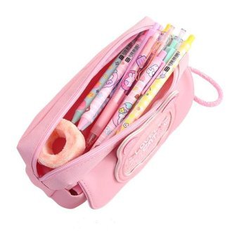 Yystore Pembe Bölmeli Çift Gözlü Cüzdan Kalemlik