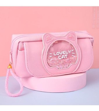 Yystore Pembe Bölmeli Çift Gözlü Cüzdan Kalemlik