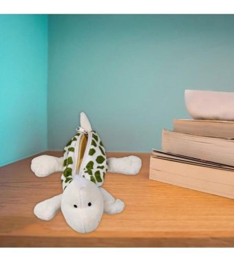 Magideal Beyaz-Yeşil Peluş Tek Gözlü Cüzdan Kalemlik
