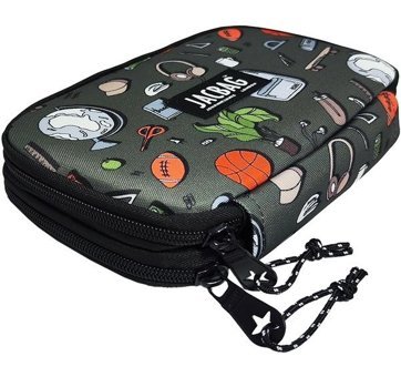 Jacbag Jac-11 Gri-Turuncu Bölmeli Çift Gözlü Cüzdan Kalemlik
