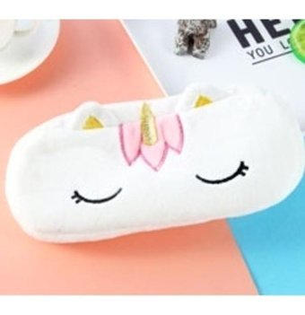 Unicorn Unicorn Beyaz Peluş Tek Gözlü Cüzdan Kalemlik