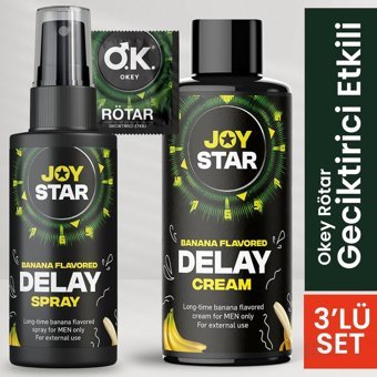 Okey Rötar Geciktiricili Prezervatif Tekli+Joystar Muz Aromalı Geciktiricili Etkili Sprey+Krem