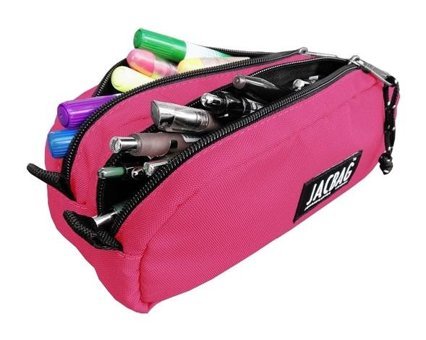 Jacbag Dual Pouch Pembe Bölmeli Düz Çift Gözlü Cüzdan Kalemlik