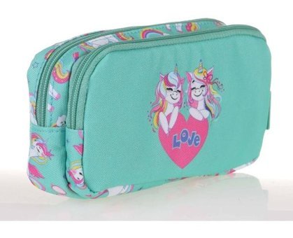 Kaukko Unicorn Yeşil Bölmeli Çift Gözlü Cüzdan Kalemlik