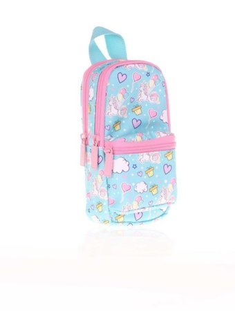 Kaukko K2424 Unicorn Mavi Bölmeli 3 Gözlü Cüzdan Kalemlik