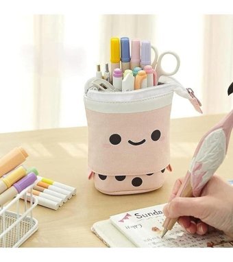 Heamor Kawaii Boba Milktea Kahverengi Tek Gözlü Kalemlik