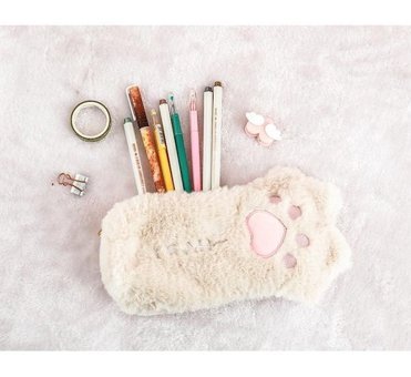 Luckystars Pati Gri Peluş Tek Gözlü Cüzdan Kalemlik