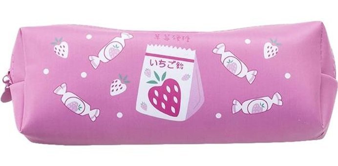 Heamor Kawaii Çilek Şekeri Pembe Tek Gözlü Cüzdan Kalemlik