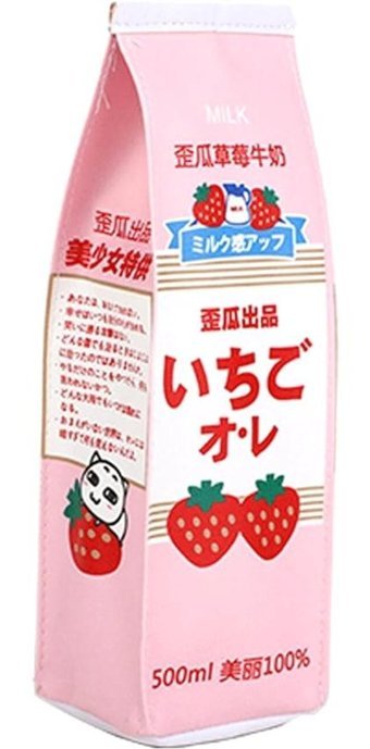 Heamor Kawaii Süt Kutusu Pembe Tek Gözlü Cüzdan Kalemlik