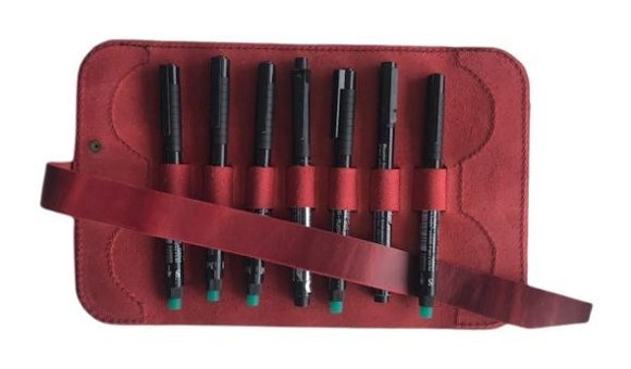 Lnleather Kırmızı Katlanabilir Tek Gözlü Rulo Kalemlik