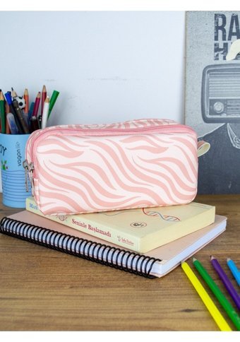 Onesize Pembe Bölmeli Katlanabilir Çift Gözlü Cüzdan Kalemlik