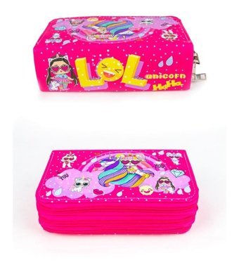 Onesize Unicorn Pembe Bölmeli Katlanabilir 3 Gözlü Cüzdan Kalemlik