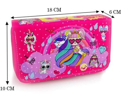 Onesize Unicorn Pembe Bölmeli Katlanabilir 3 Gözlü Cüzdan Kalemlik