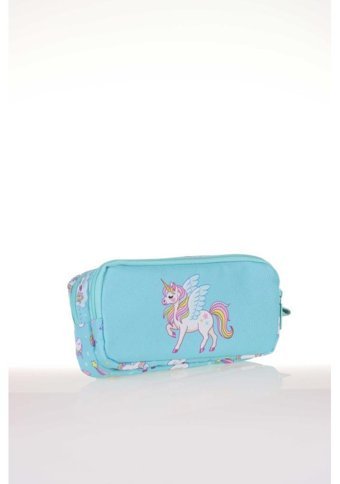 Kaukko L8062 Unicorn Mavi Bölmeli Çift Gözlü Cüzdan Kalemlik