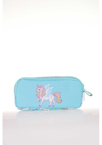 Kaukko L8062 Unicorn Mavi Bölmeli Çift Gözlü Cüzdan Kalemlik
