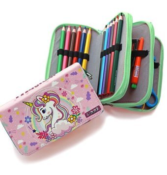 Limmy Unicorn Pembe Bölmeli 3 Gözlü Cüzdan Kalemlik
