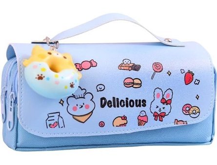 Heamor Kawaii Mor Bölmeli Çift Gözlü Cüzdan Kalemlik