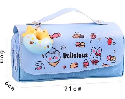 Heamor Kawaii Mor Bölmeli Çift Gözlü Cüzdan Kalemlik