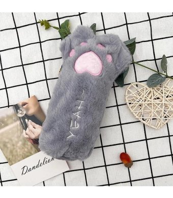 Dawson Gri Peluş Tek Gözlü Cüzdan Kalemlik