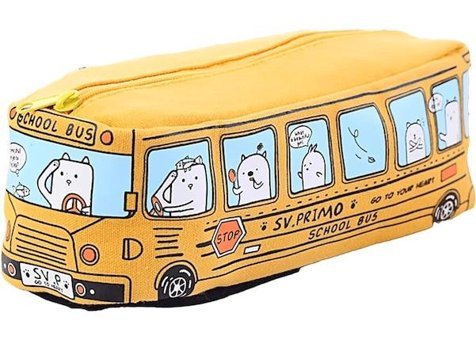 Heamor Kawaii Okul Otobüsü Sarı Otobüs Tek Gözlü Cüzdan Kalemlik