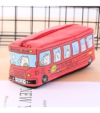 Heamor Kawaii Okul Otobüsü Sarı Otobüs Tek Gözlü Cüzdan Kalemlik