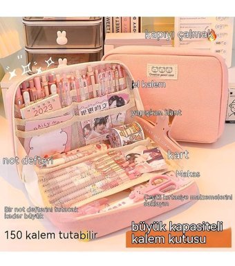 Summer Love Pembe Katlanabilir Tek Gözlü Cüzdan Kalemlik
