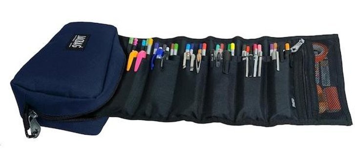 Jacbag Jac-06 Lacivert Bölmeli Düz Katlanabilir Çok Gözlü Rulo Kalemlik