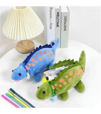 Dawson Dinozor Yeşil Peluş Tek Gözlü Cüzdan Kalemlik
