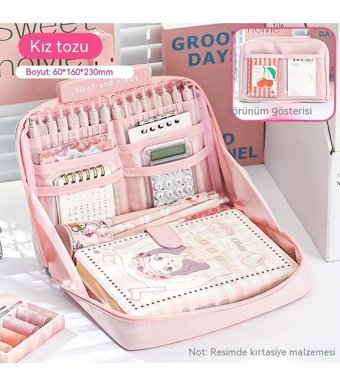 Happyplanet Pembe Bölmeli Katlanabilir Çok Gözlü Cüzdan Kalemlik