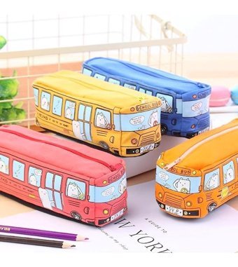 Heamor Kawaii Okul Otobüsü Turuncu Otobüs Tek Gözlü Cüzdan Kalemlik