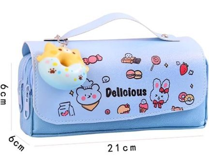 Heamor Kawaii Gri Bölmeli Çift Gözlü Cüzdan Kalemlik