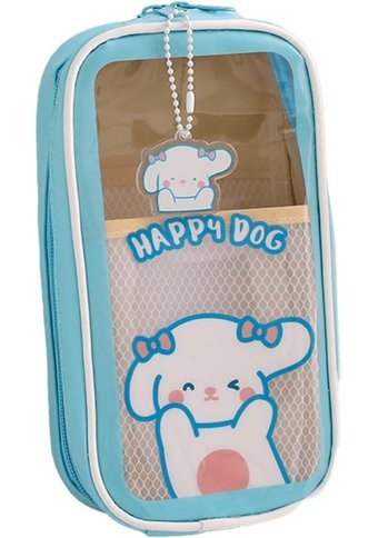 Heamor Kawaii Mavi Şeffaf Tek Gözlü Cüzdan Kalemlik