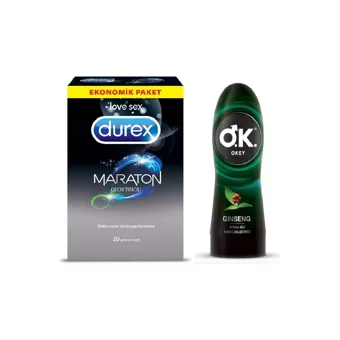 Durex Maraton Geciktiricili Prezervatif 20'li+Ginseng Masaj Jeli 200 ml