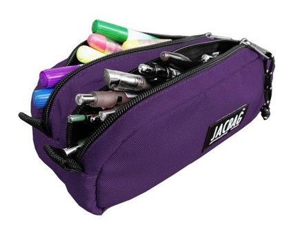 Jacbag Dual Pouch Mor Bölmeli Düz Çift Gözlü Cüzdan Kalemlik