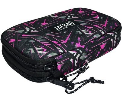 Jacbag Jac-11 Geometrik Gri-Pembe Bölmeli Çift Gözlü Cüzdan Kalemlik