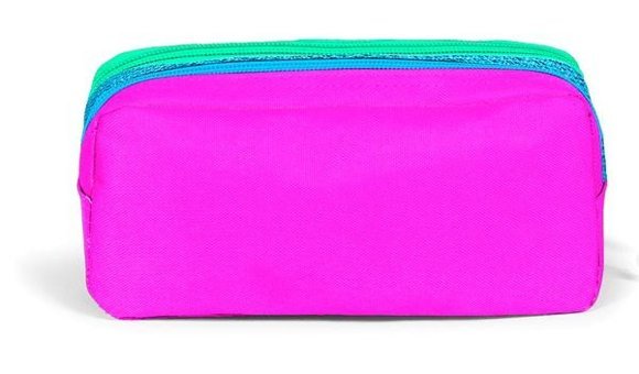 Coral High Pembe Bölmeli Simli Çift Gözlü Cüzdan Kalemlik