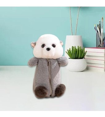 Magideal Beyaz Peluş Tek Gözlü Cüzdan Kalemlik